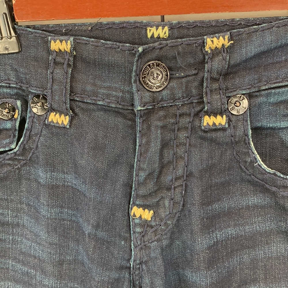 True Religion Ricky Relaxed Straight‎ Jeans Women’s Blue Dark Wash Denim Size 28 - Picture 5 of 16